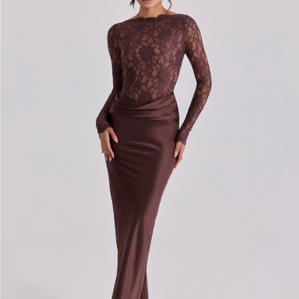 House of Cb Yasmeen Long Sleeve Lace & Satin
Two-Piece Gown